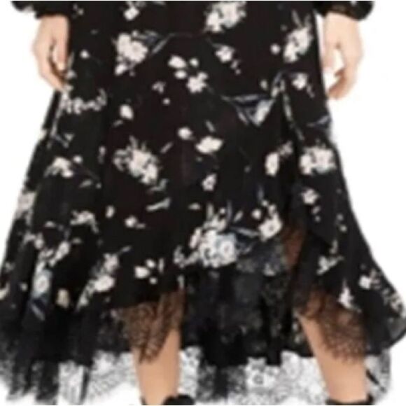 American rag juniors ruffled lace trim maxi dress black L - Picture 2 of 8